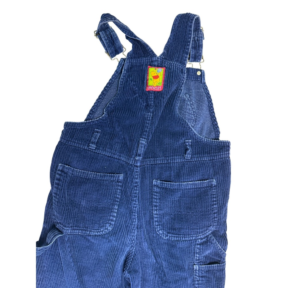 Disney Winnie the Pooh Vintage 80s 90s Blue Corduroy Overalls Kids Bibs 10 - Picture 12 of 13